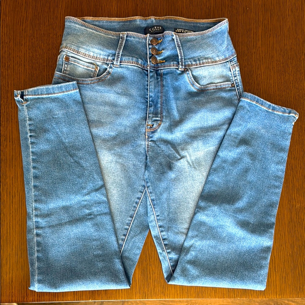 Curve appeal. Curve Creator High Rise Skinny Blue Jeans with Classic Appeal